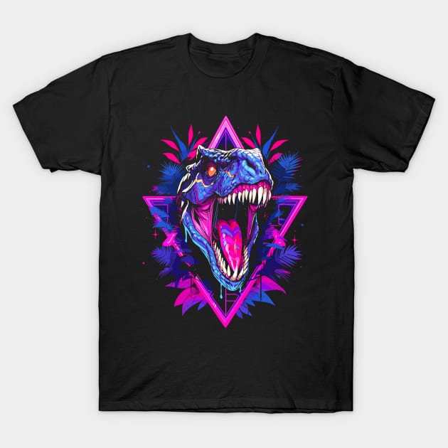 Synthwave Raptor T-Shirt by crula